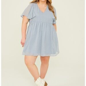 NEW Arula Blue Clipdot Dress Plus Size 2X NWT